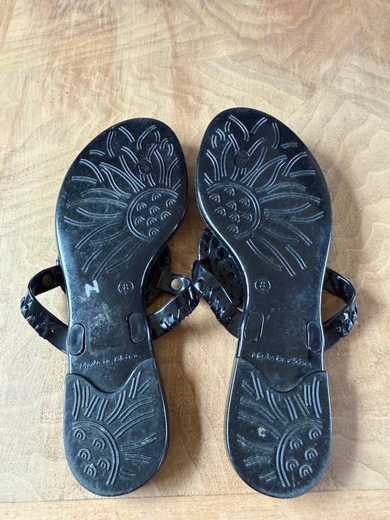 Jack Rogers Georgica Black Jelly Thong Flip Flop Sandals Size 8 - Picture 4 of 5